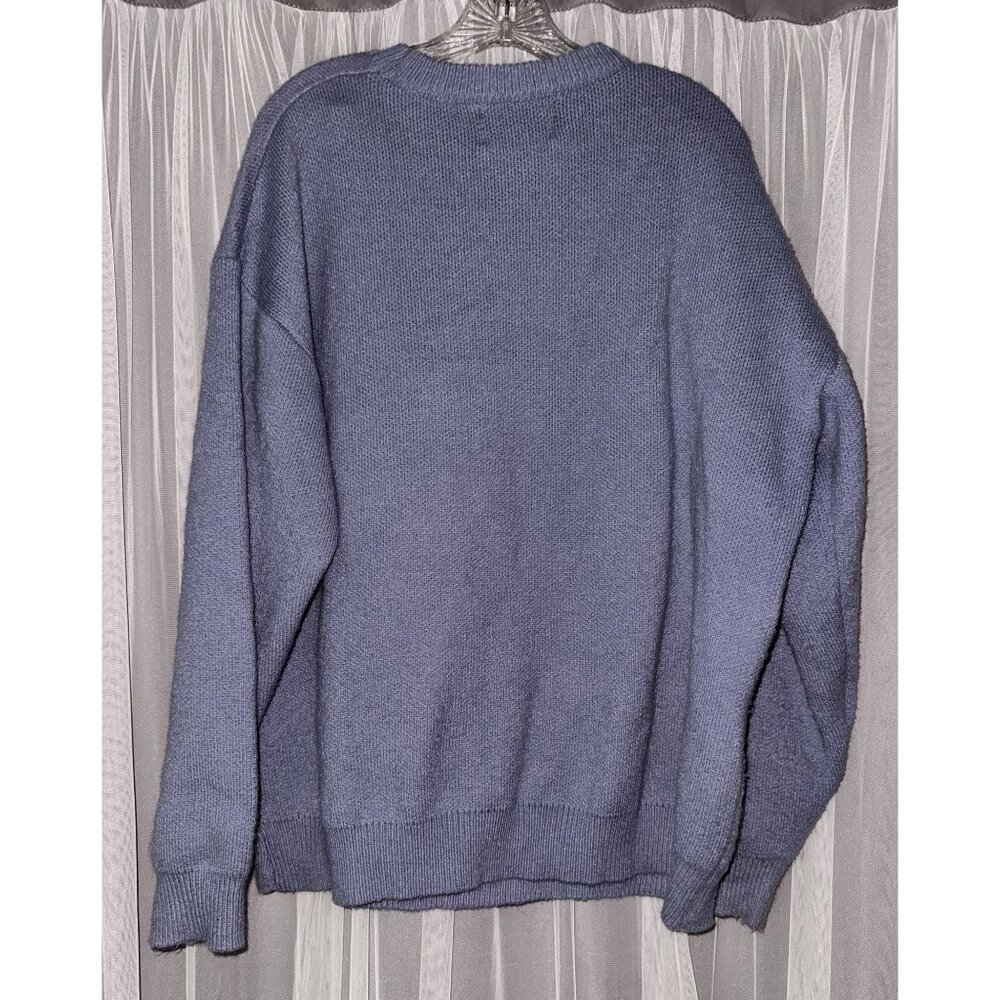 Elfric Eden "Wow" Goose Graphic Sweater XL Blue Knit Pullover Casual Unisex stre - Picture 6 of 9